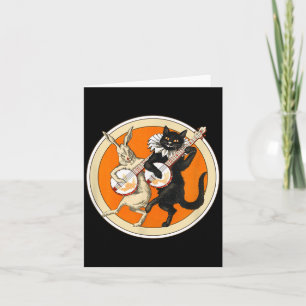The Black Cat zine Halloween Kat Konijn en Banjo Kaart