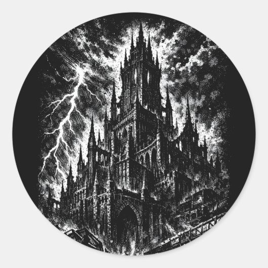 The Black Fortress van BurnsInHell Ronde Sticker (Voorkant)