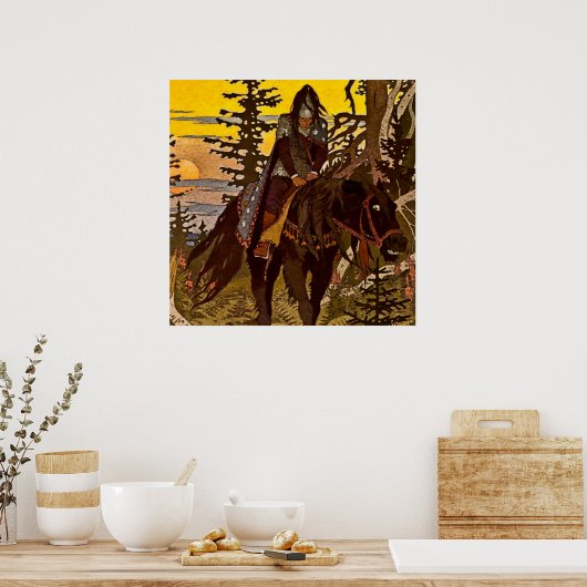 "The Black Knight" van Ivan Bilibin Poster (Keuken)