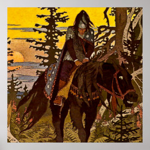 "The Black Knight" van Ivan Bilibin Poster