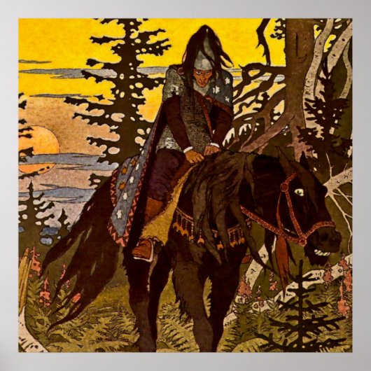 "The Black Knight" van Ivan Bilibin Poster (Voorkant)