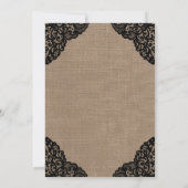 The Black Lace On Rustic Burlap Wedding Collection Kaart (Achterkant)
