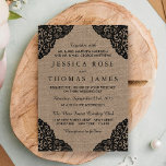 The Black Lace On Rustic Burlap Wedding Collection Kaart<br><div class="desc">The black lace on rustic burlap wedding collection is a stunning design featuring a lovely rustic burlap effect background with a romantic vintage black lace effect trim. These invitations can be personalized for your special occasion and would make the perfect announcement for any rustic wedding, bridal shower, engagement party, birthday...</div>