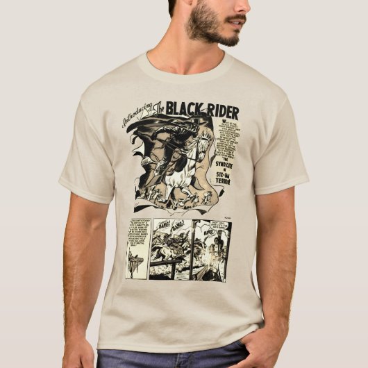 "The Black Rider" Action Comic Strip T-Shirt (Voorkant)