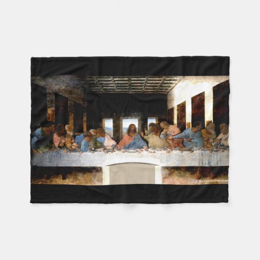 "The Black Supper by Da Vinci" Fleece Deken (Voorkant (Horizontaal))