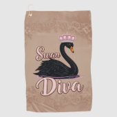 The black swan, queen of the water.  golfhanddoek (Voorkant)