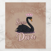 The black swan, queen of the water. wijn etiket (Enkel label)