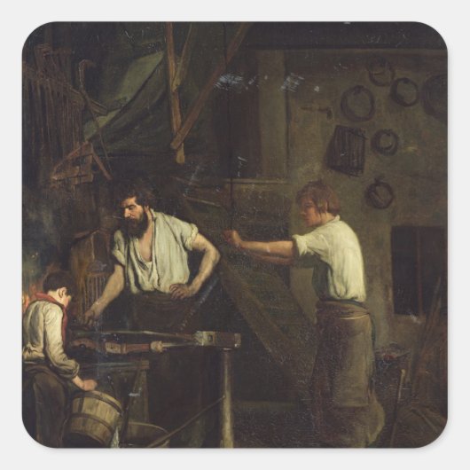 The Blacksmiths, Memory of Treport, 1857 Vierkante Sticker (Voorkant)