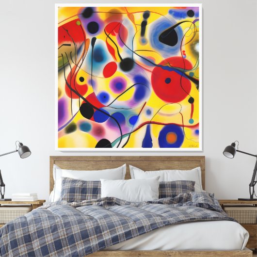 The Blue 10 Abstract Meets Red 6 Canvas Afdruk (Insitu (Slaapkamer))