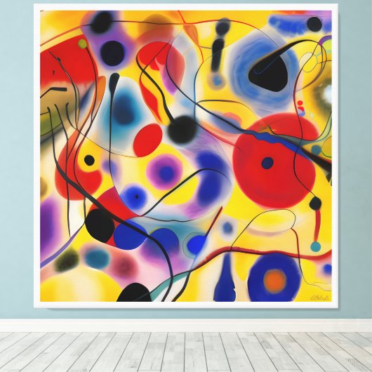 The Blue 10 Abstract Meets Red 6 Canvas Afdruk (Insitu (Houten vloer))