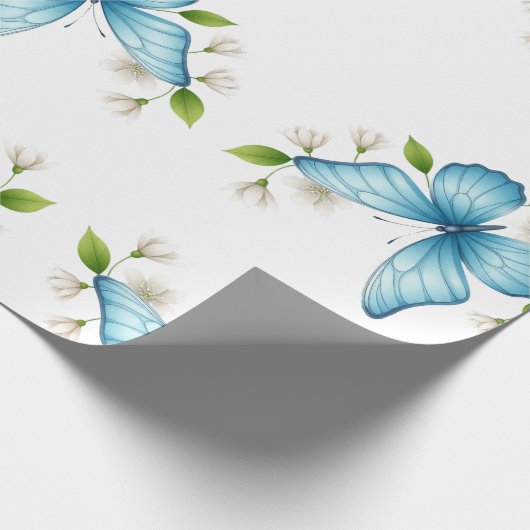 The blue butterfly Wrapping Paper Cadeaupapier (Hoek)