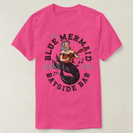 The Blue Mermaid Bayside Bar Low Notes, High Spiri T-shirt (Design voorkant)