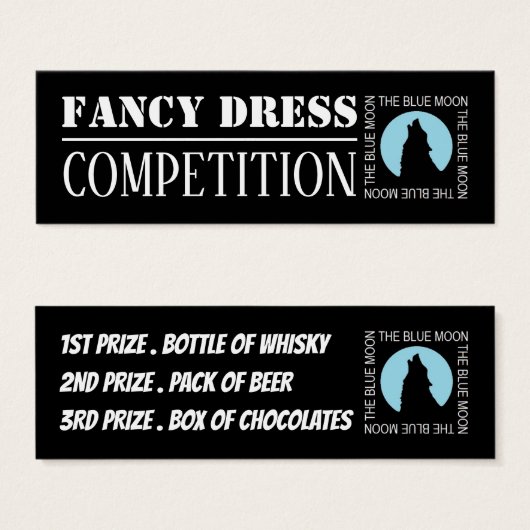 The Blue Moon, Halloween Competition Tickets Mini Visitekaartjes (Voorkant /achterkant)