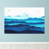The blue valleys canvas afdruk (Insitu (Houten vloer))