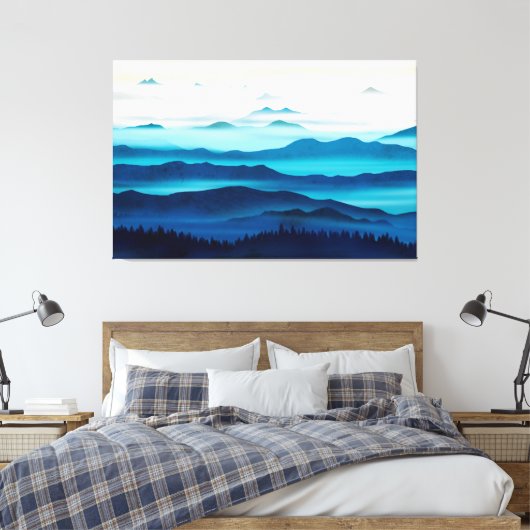 The blue valleys canvas afdruk (Insitu (Slaapkamer))
