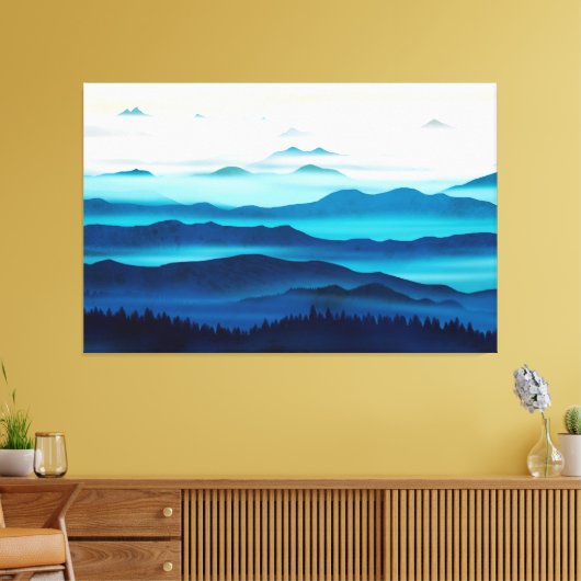 The blue valleys canvas afdruk (Insitu (Woonkamer))