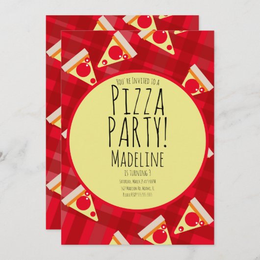 The Bold Pizza Birthday Party Kaart (Voorkant / Achterkant)