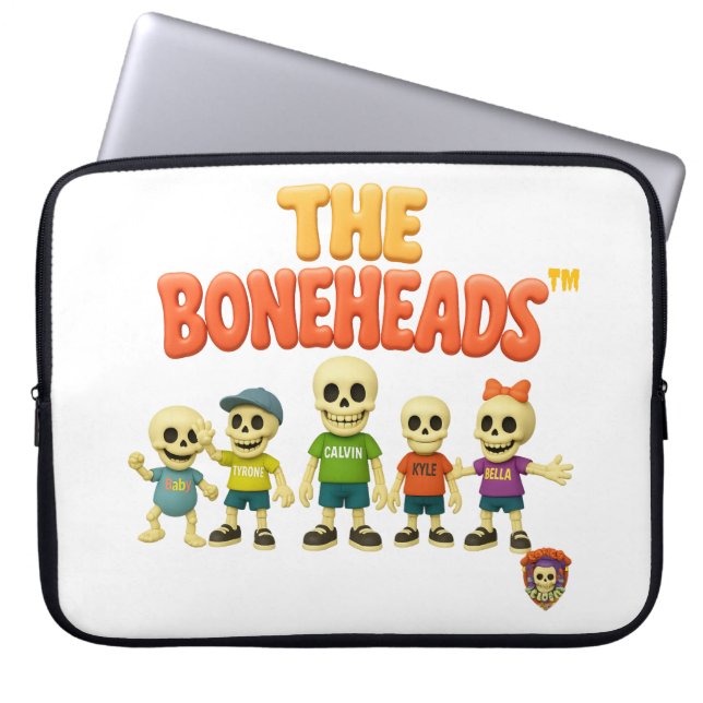 💻 The Boneheads™ Laptop Sleeve – Skeleton Crew (Voorkant)