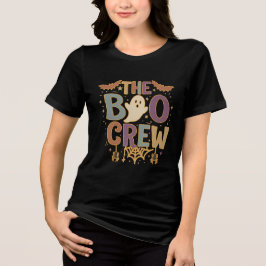 The Boo Crew Vintage Halloween Geest & Vleermuis D Tri-Blend Shirt