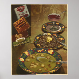 The Book of Tasty and Health Food, USSR 1952 Poster