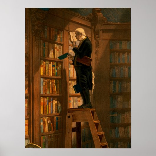 The Bookworm, 1861, door Carl Spitzweg Poster (Voorkant)