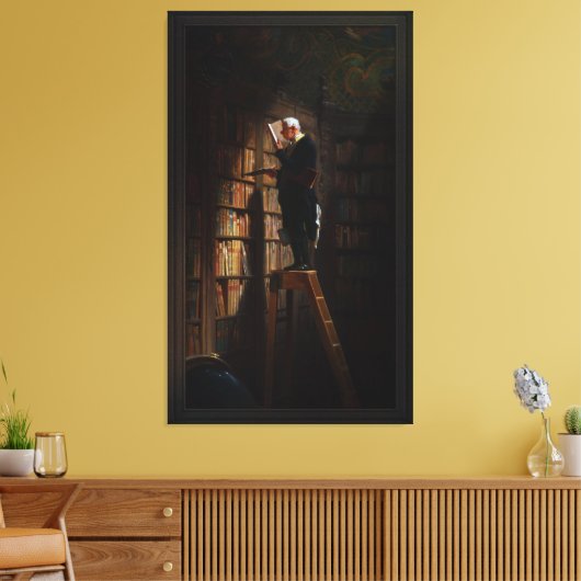 The Bookworm by Carl Spitzweg Canvas Afdruk (Insitu (Woonkamer))