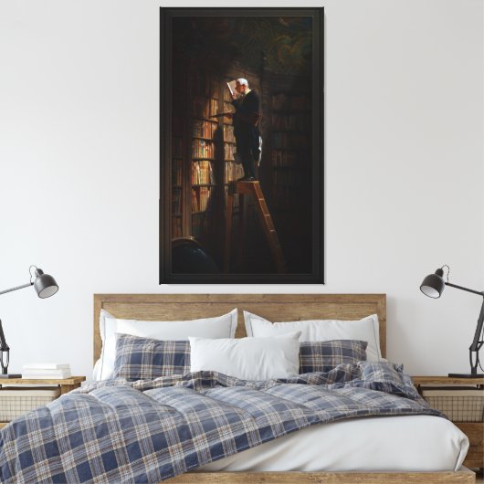 The Bookworm by Carl Spitzweg Canvas Afdruk (Insitu (Slaapkamer))