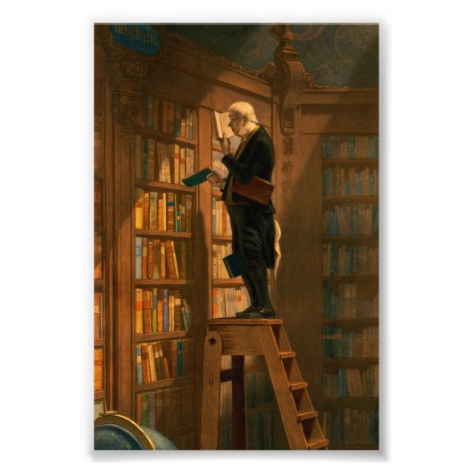 The Bookworm by Carl Spitzweg Foto Afdruk (Voorkant)
