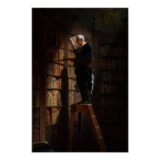 The Bookworm by Carl Spitzweg Perfect Poster (Voorkant)