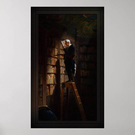 The Bookworm by Carl Spitzweg Poster (Voorkant)