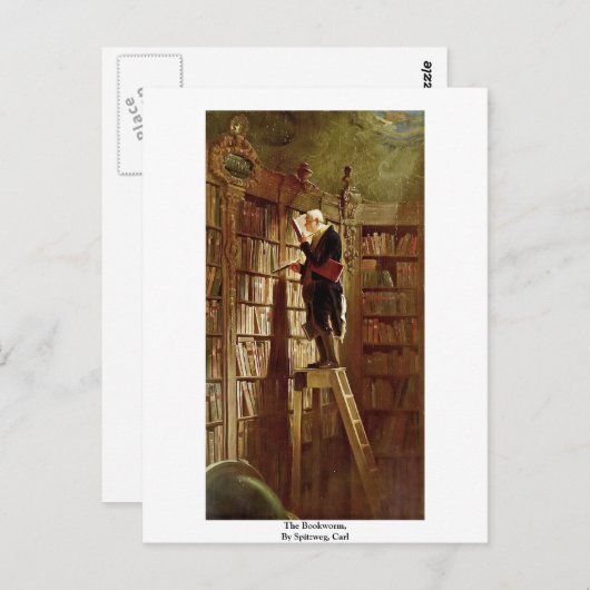 The Bookworm, door Spitzweg, Carl Briefkaart (Voorkant / Achterkant)
