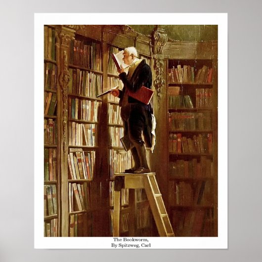 The Bookworm, door Spitzweg, Carl Poster (Voorkant)