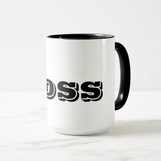 The Boss Custom Black Typography Grappig Mok (Voorkant rechts)