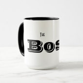 The Boss Custom Black Typography Grappig Mok (Voorkant links)