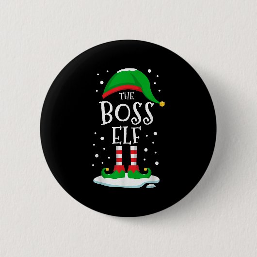 The Boss Elf Christmas Family Matching Xmas Group  Ronde Button 5,7 Cm (Voorkant)