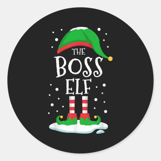 The Boss Elf Christmas Family Matching Xmas Group Ronde Sticker (Voorkant)