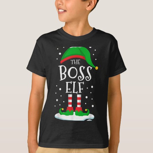 The Boss Elf Christmas Family Matching Xmas Group  T-shirt (Voorkant)