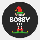 The Bossy Elf Family Christmas Pajama Party  Ronde Sticker (Voorkant)