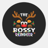 The Bossy Reindeer Christmas Men Women  Ronde Sticker (Voorkant)