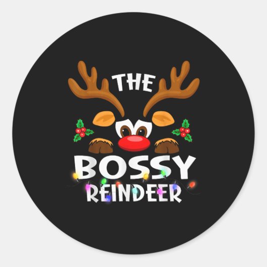 The Bossy Reindeer Christmas Men Women  Ronde Sticker (Voorkant)