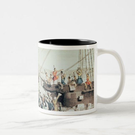 The Boston Tea Party, 1846 Tweekleurige Koffiemok (Rechts)