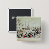 The Boston Tea Party, 1846 Vierkante Button 5,1 Cm (Voorkant /achterkant)