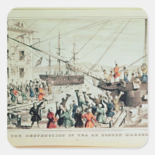 The Boston Tea Party, 1846 Vierkante Sticker