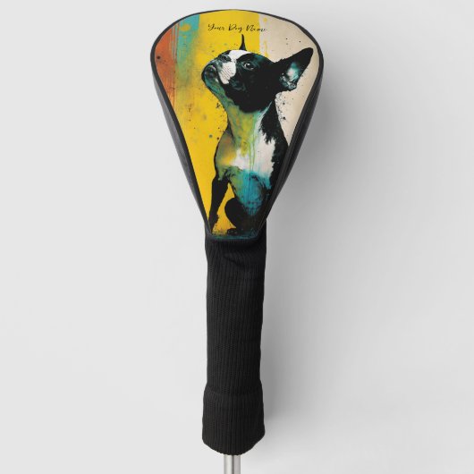 The Boston Terrier Dog - Composition 002 Golfheadcover (Voorkant)