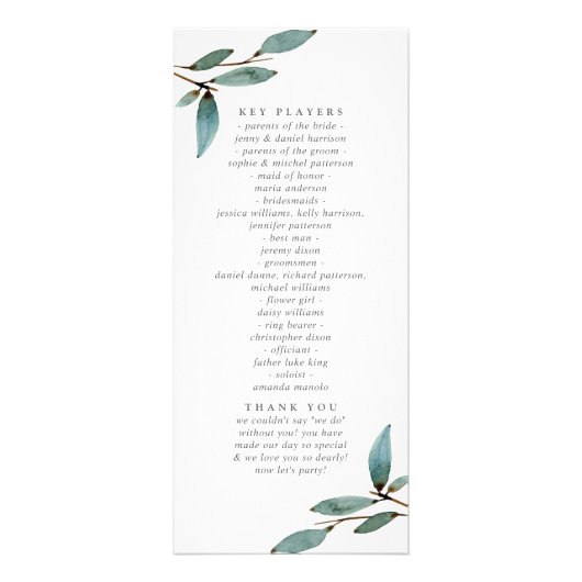 The Botanical Bliss Wedding Collectie - Programma (Achterkant)