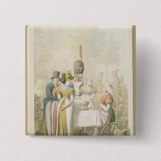 The Boulevard du Temple uit 'Tableau de Vierkante Button 5,1 Cm (Voorkant)