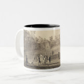 The Bowling Green te Claremont, 1738 (graving) Tweekleurige Koffiemok (Voorkant links)