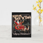 The Boys Are Back In Town Christmas Christian Sant Kaart (Gele Bloem)