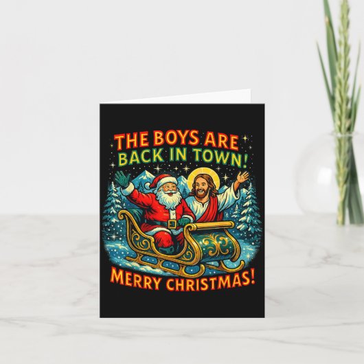 The Boys Are Back In Town Merry Christmas Design  Kaart (Voorkant)