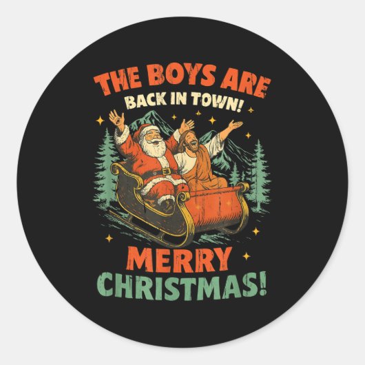 The Boys Are Back In Town Merry Christmas  Ronde Sticker (Voorkant)